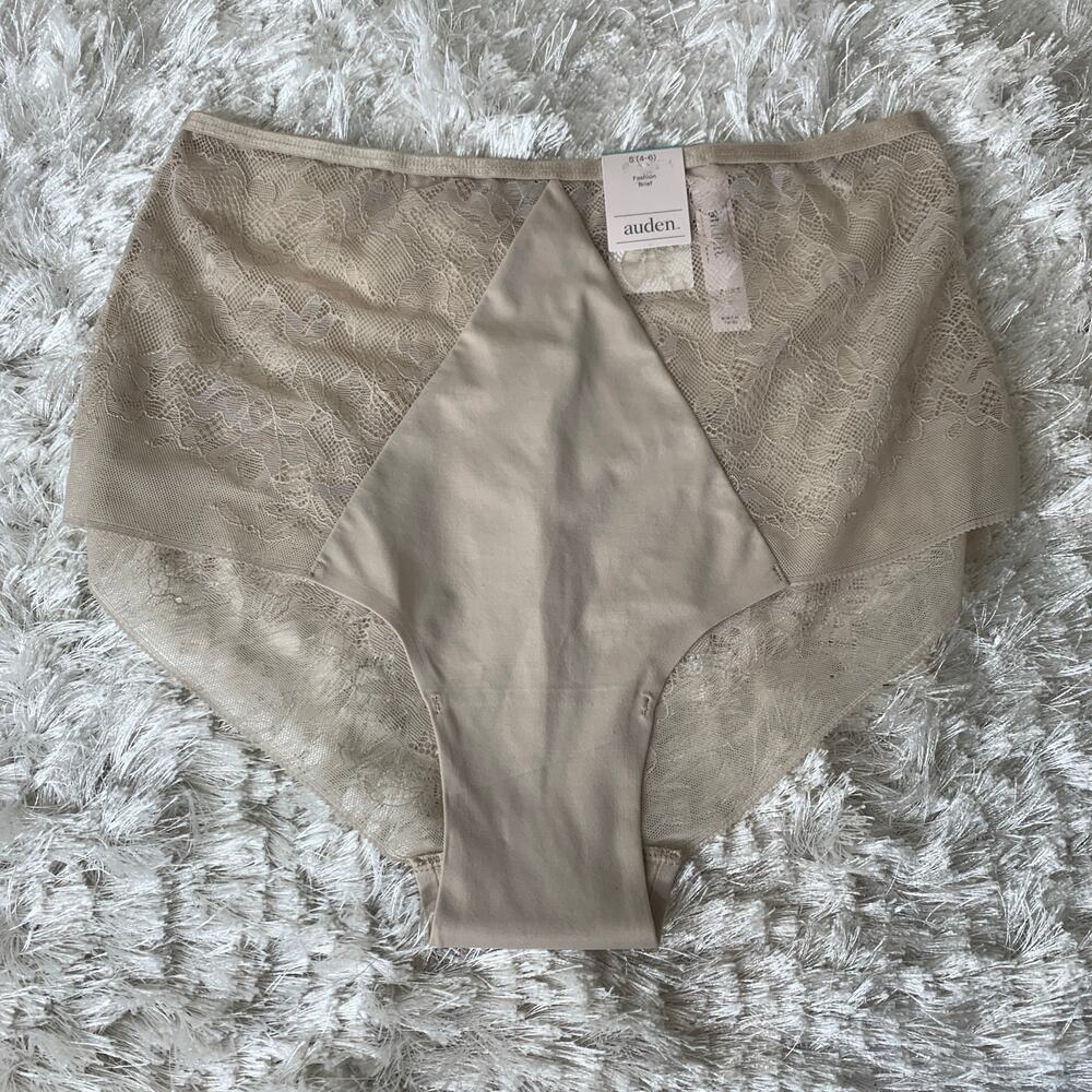 Auden Nude Lace Brief NWT Sz Small 4-6 Sheer